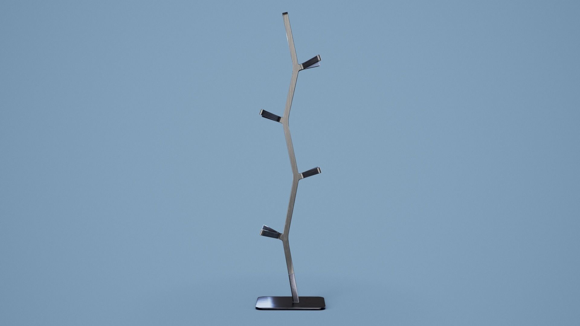 Coat Stand 001 - Black Wood Low-poly 3D model_2