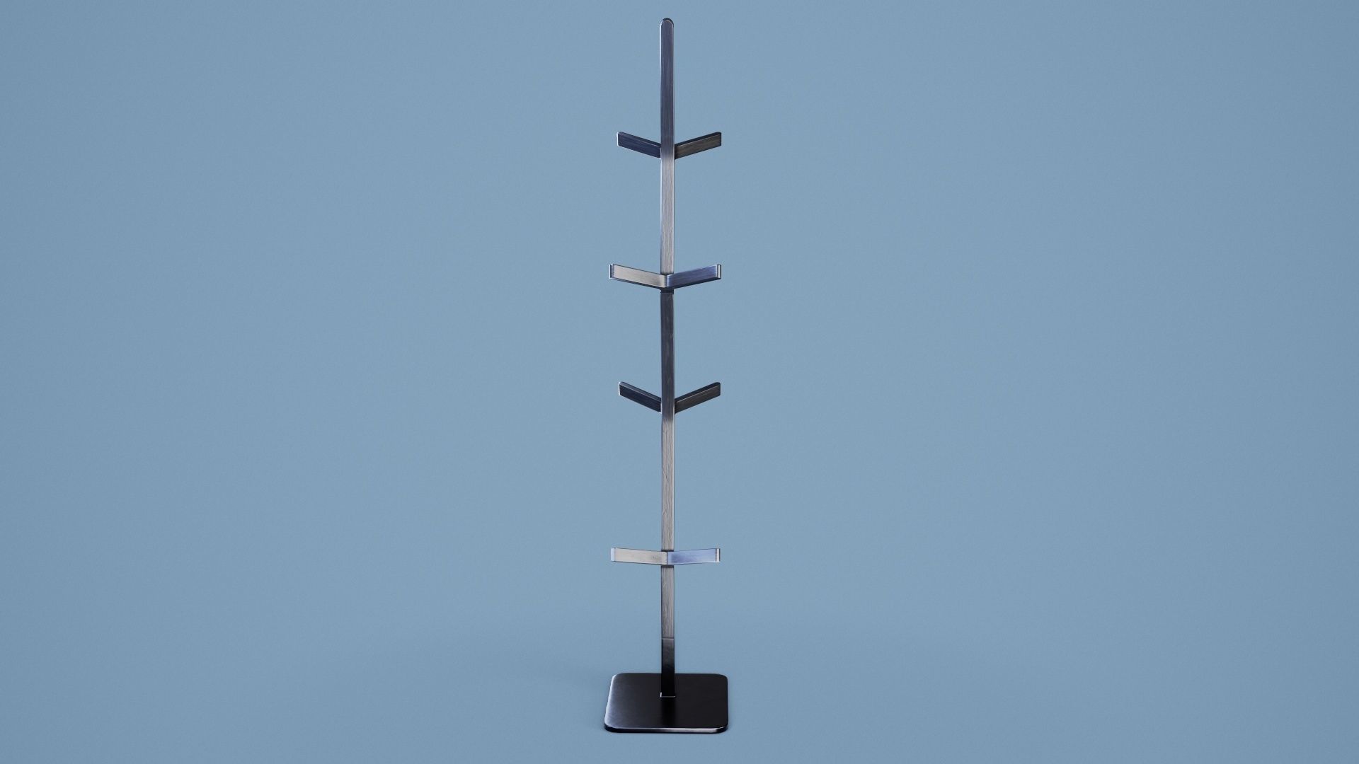 Coat Stand 001 - Black Wood Low-poly 3D model_4