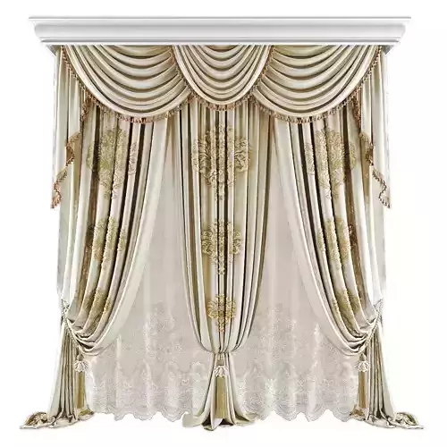 Curtains550 curtain with gold trim Low-poly 3D model