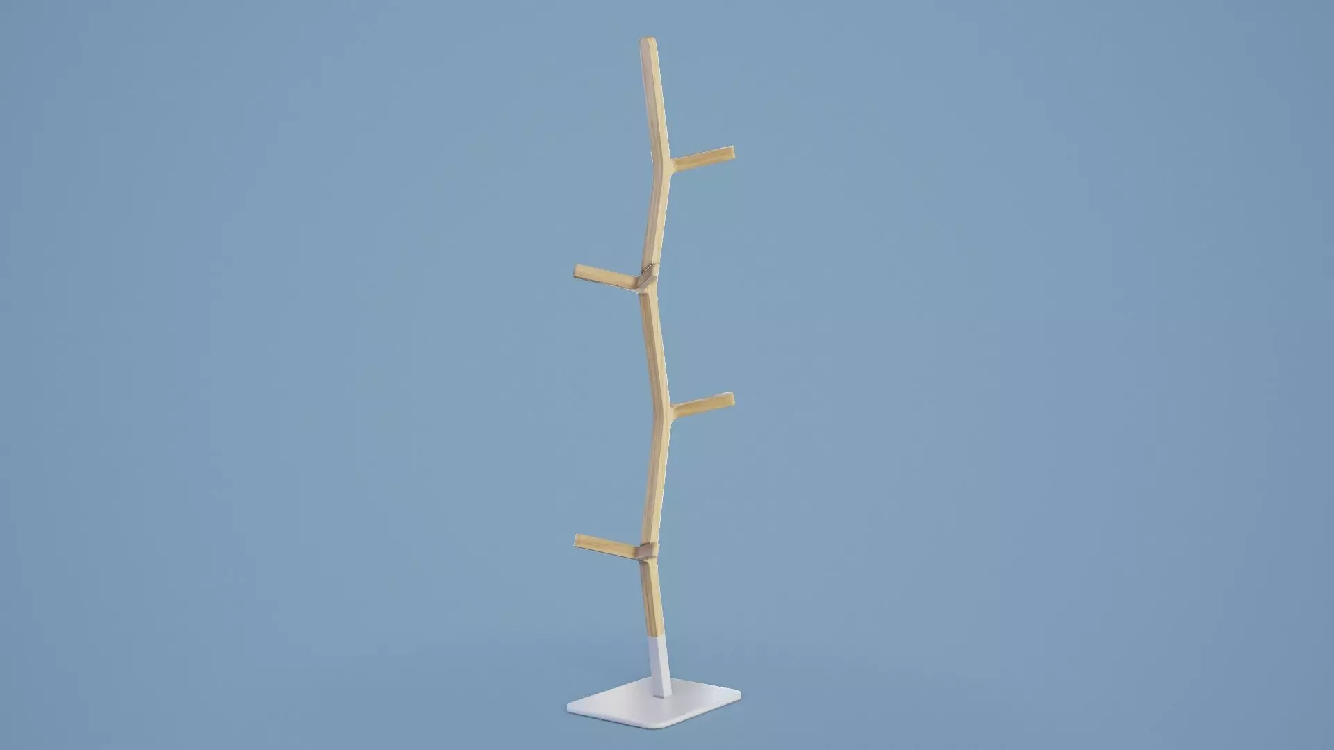 Coat Stand 001 - Wood Low-poly 3D model_0