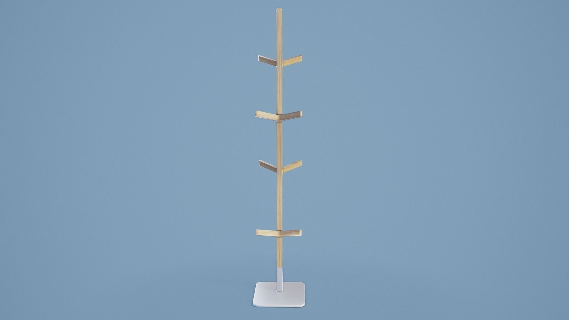 Coat Stand 001 - Wood Low-poly 3D model_4