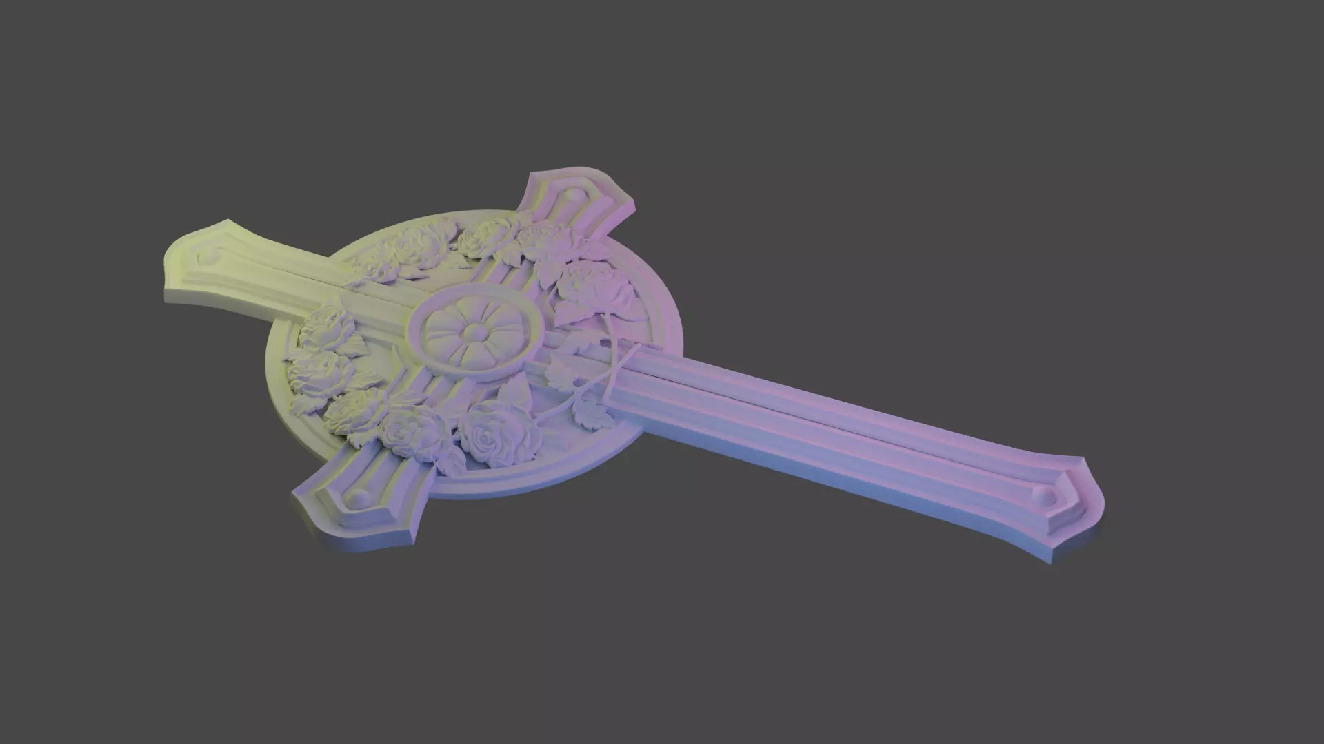 Cross with roses 3D print model