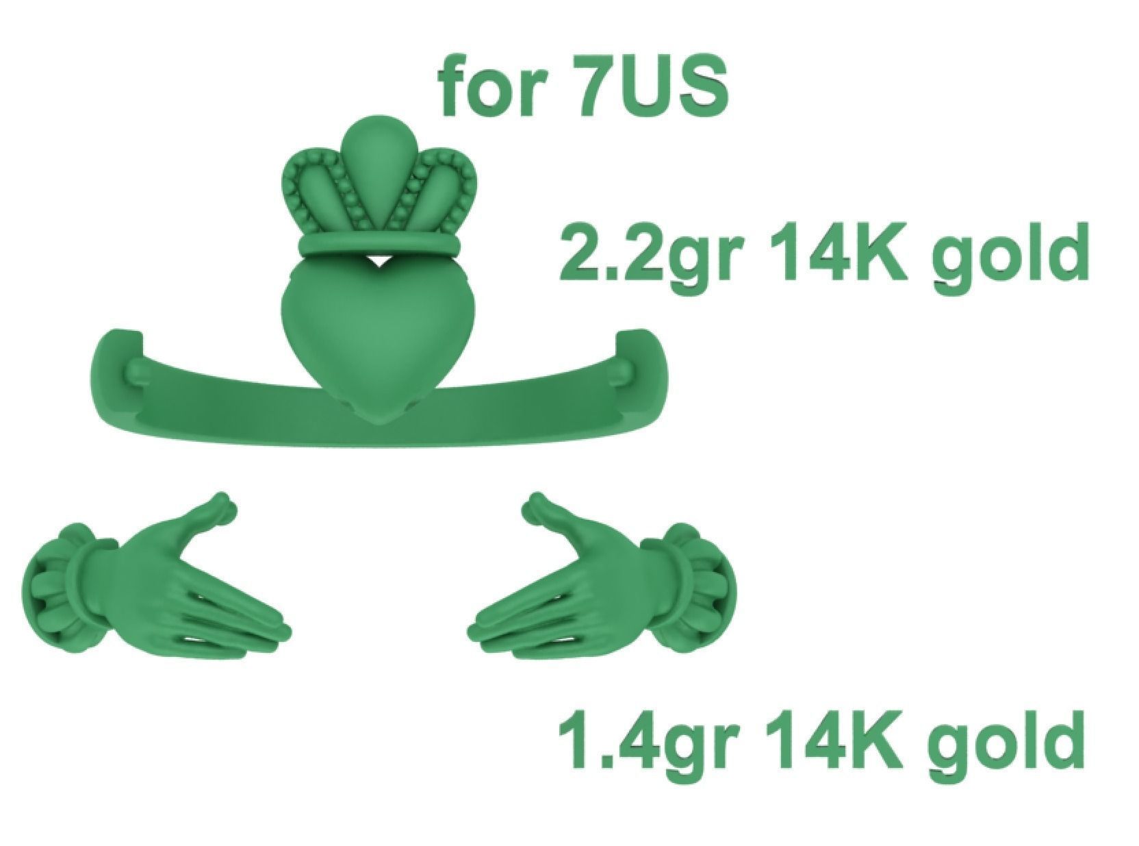 Claddagh Ring TwoTone Unique design ring 3dmodel 3D print model_7