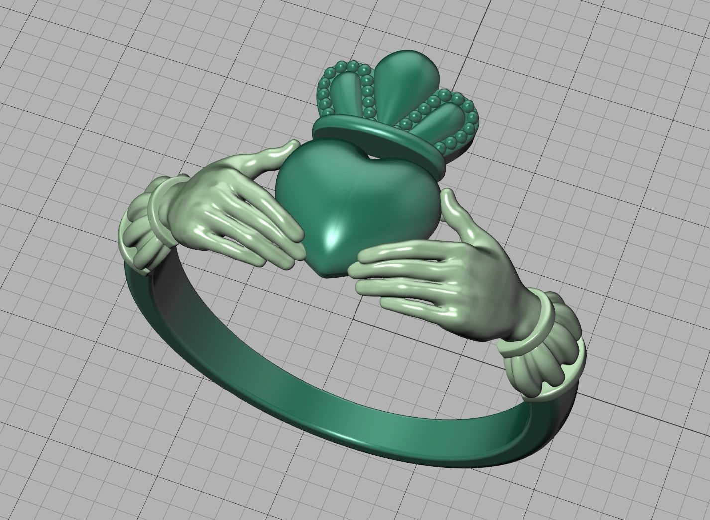 Claddagh Ring TwoTone Unique design ring 3dmodel 3D print model_35