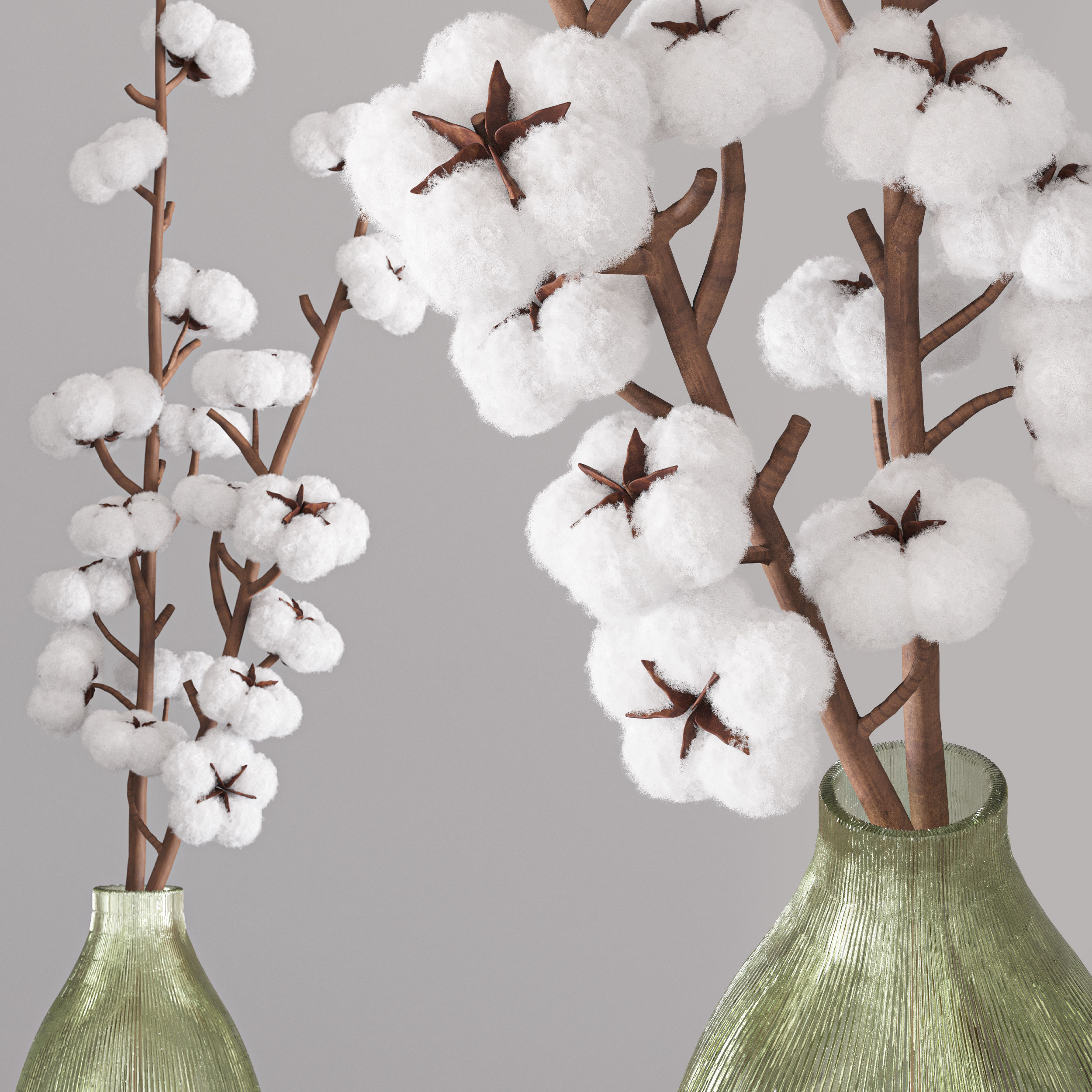 bouquet04-cotton cotton flowers in vase 3D model_3