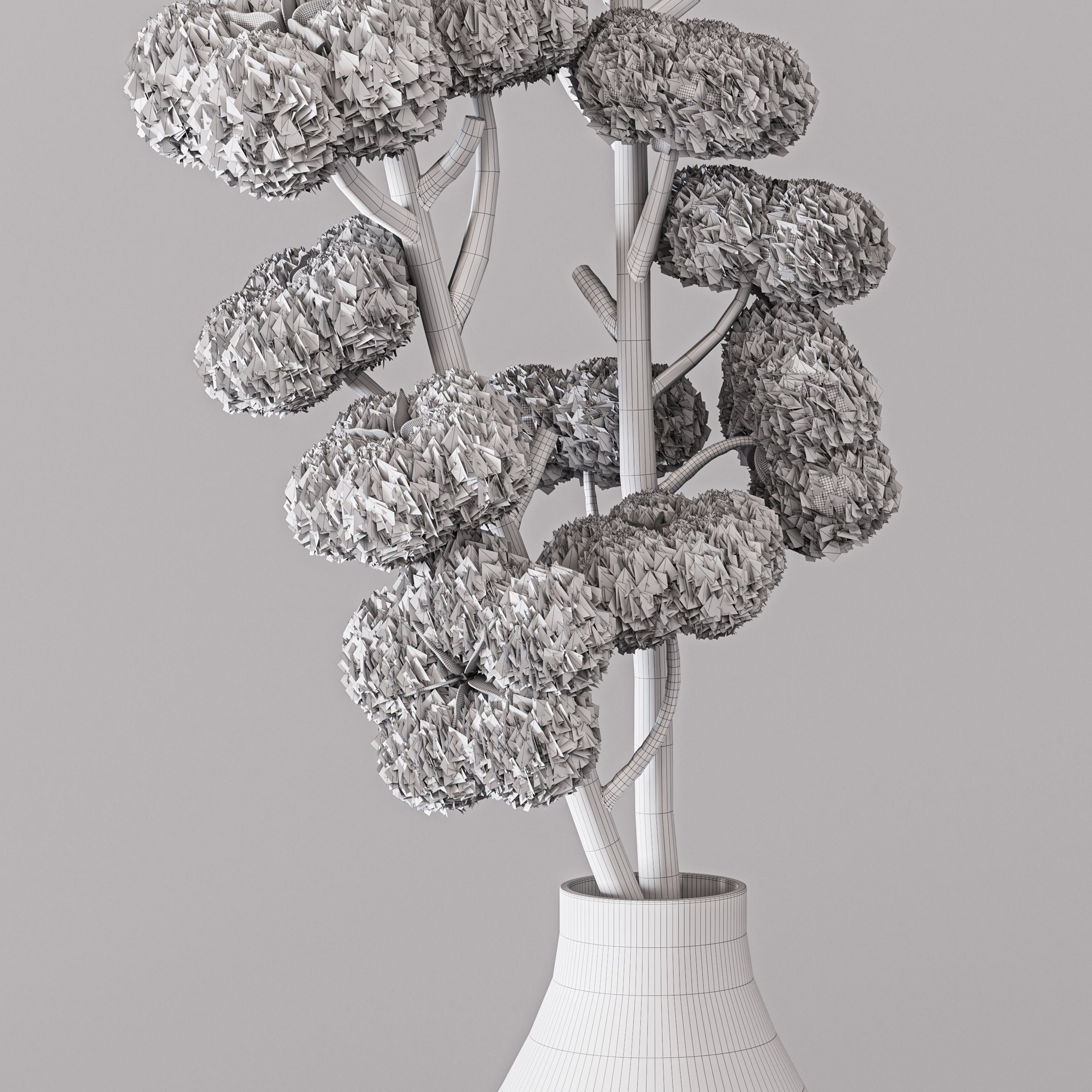 bouquet04-cotton cotton flowers in vase 3D model_4