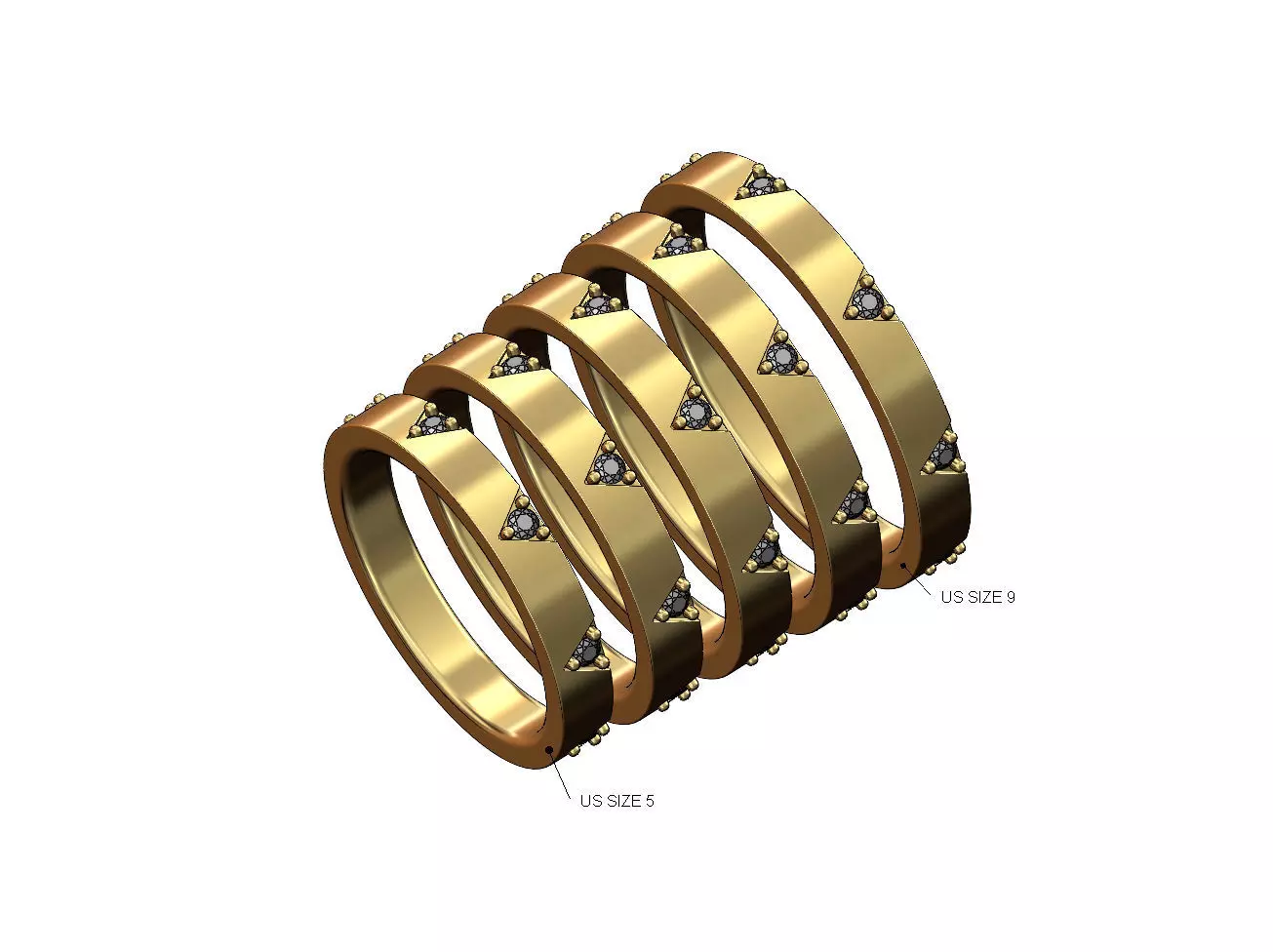 Diamond traingle fashion band US sizes 5to9 3D print model