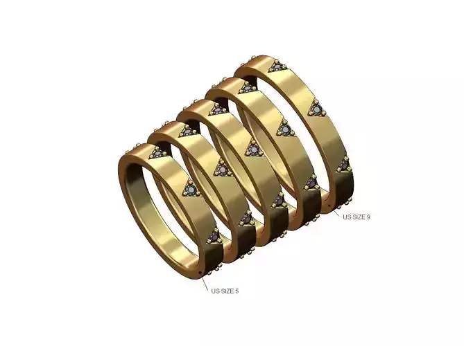 Diamond traingle fashion band US sizes 5to9
