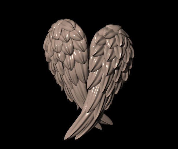 Heart P with wings 3D print model_1