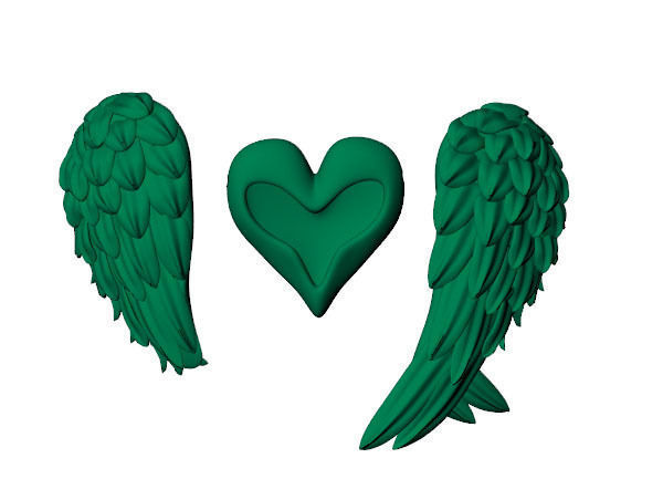 Heart P with wings 3D print model_4