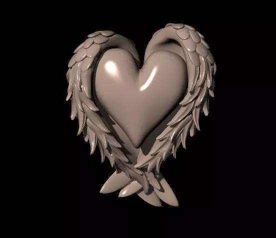 Heart P with wings 3D print model_0