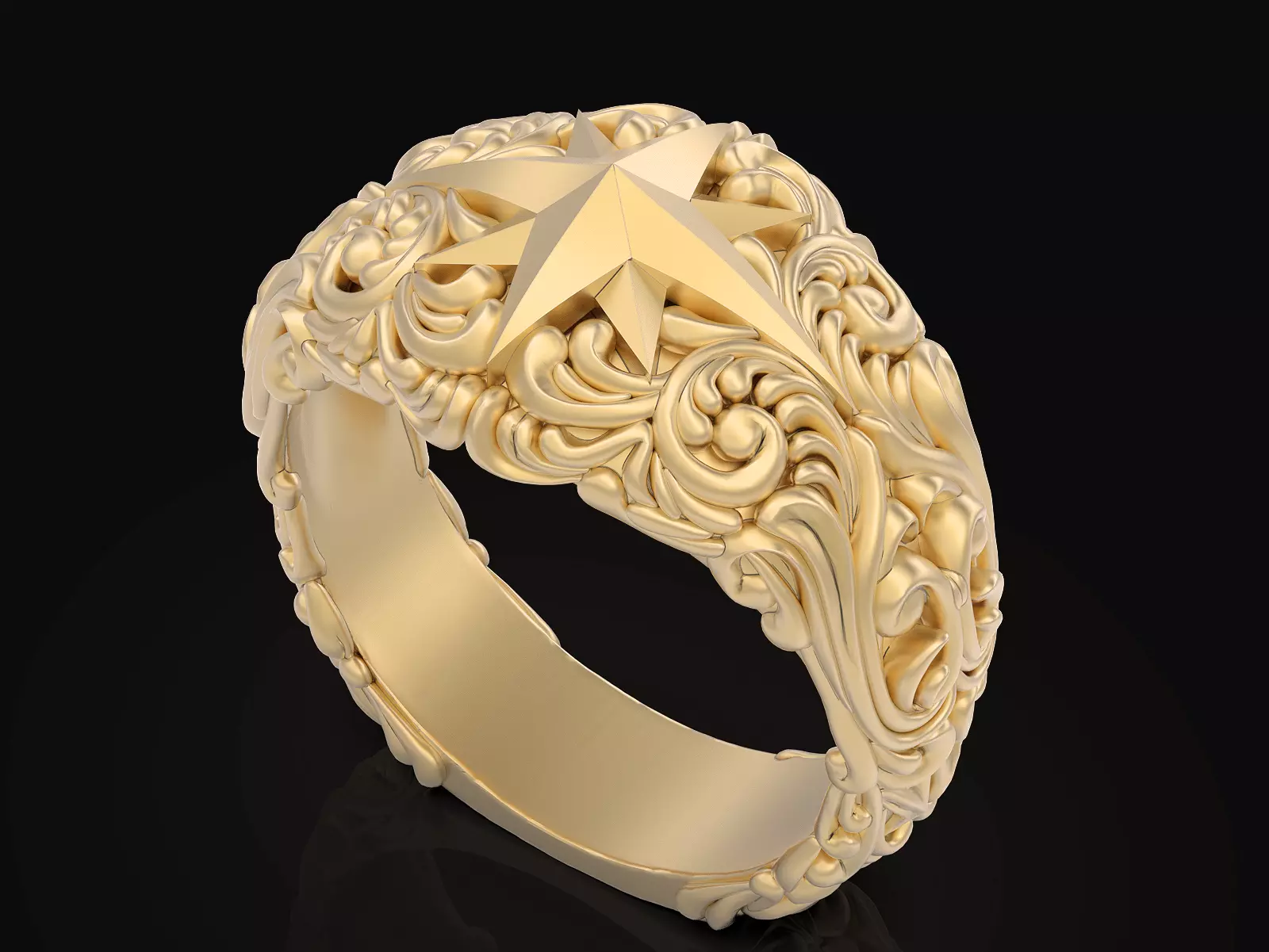 star ring Man Ring Sculpture jewelry gold 3D print model