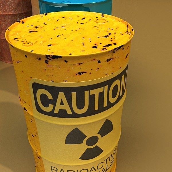 Radioactive Metal Drums and Pallet 3D model_1