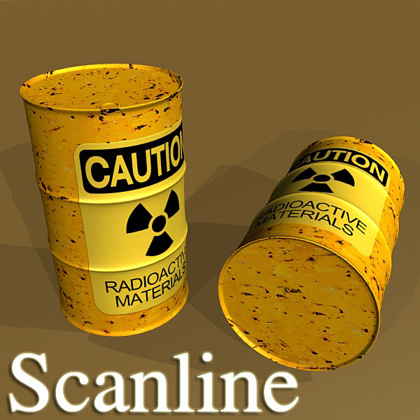Radioactive Metal Drums and Pallet 3D model_13