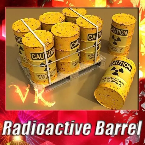 Radioactive Metal Drums and Pallet 3D model_0