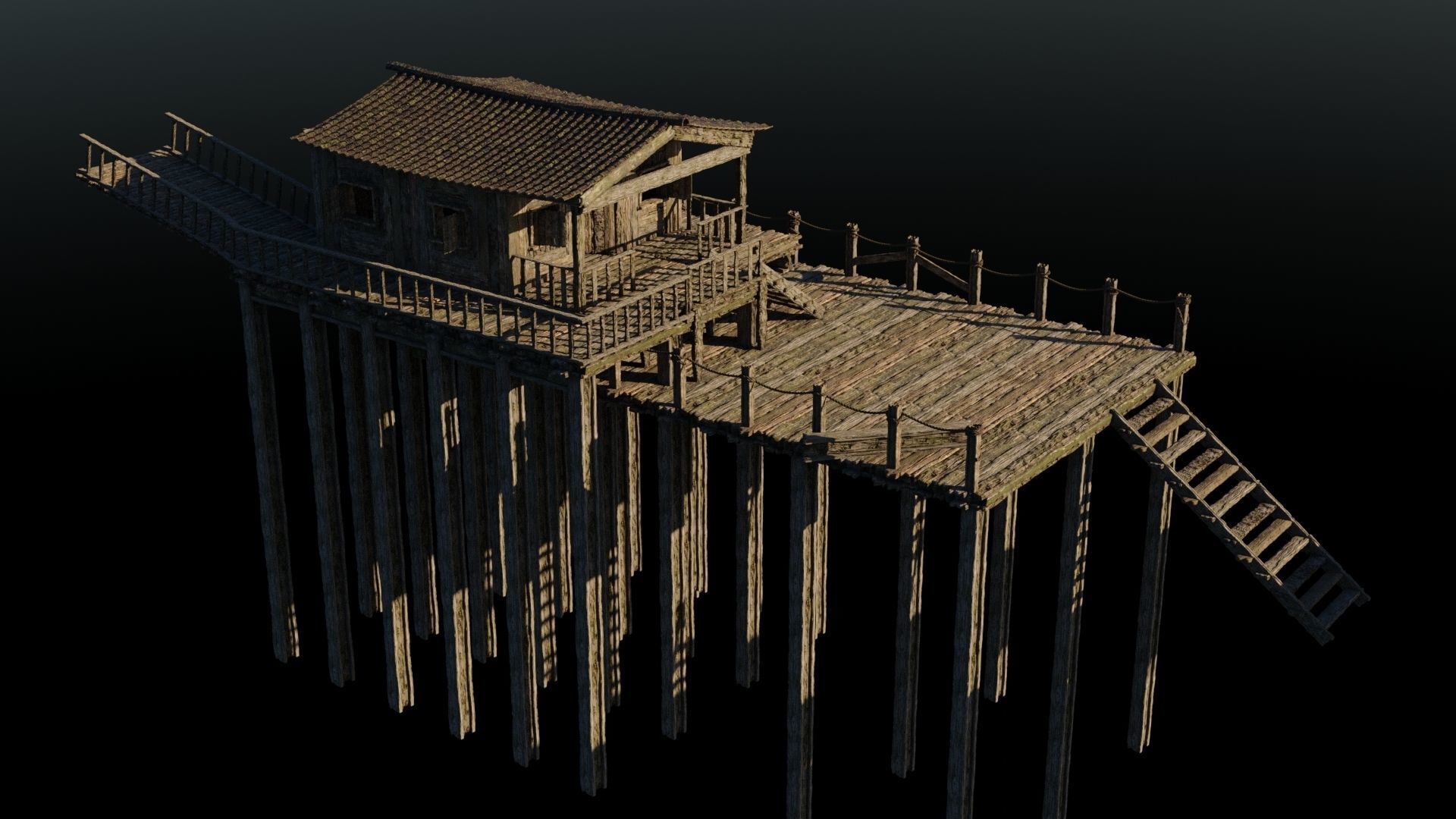 Dock and Boat 3D model_1