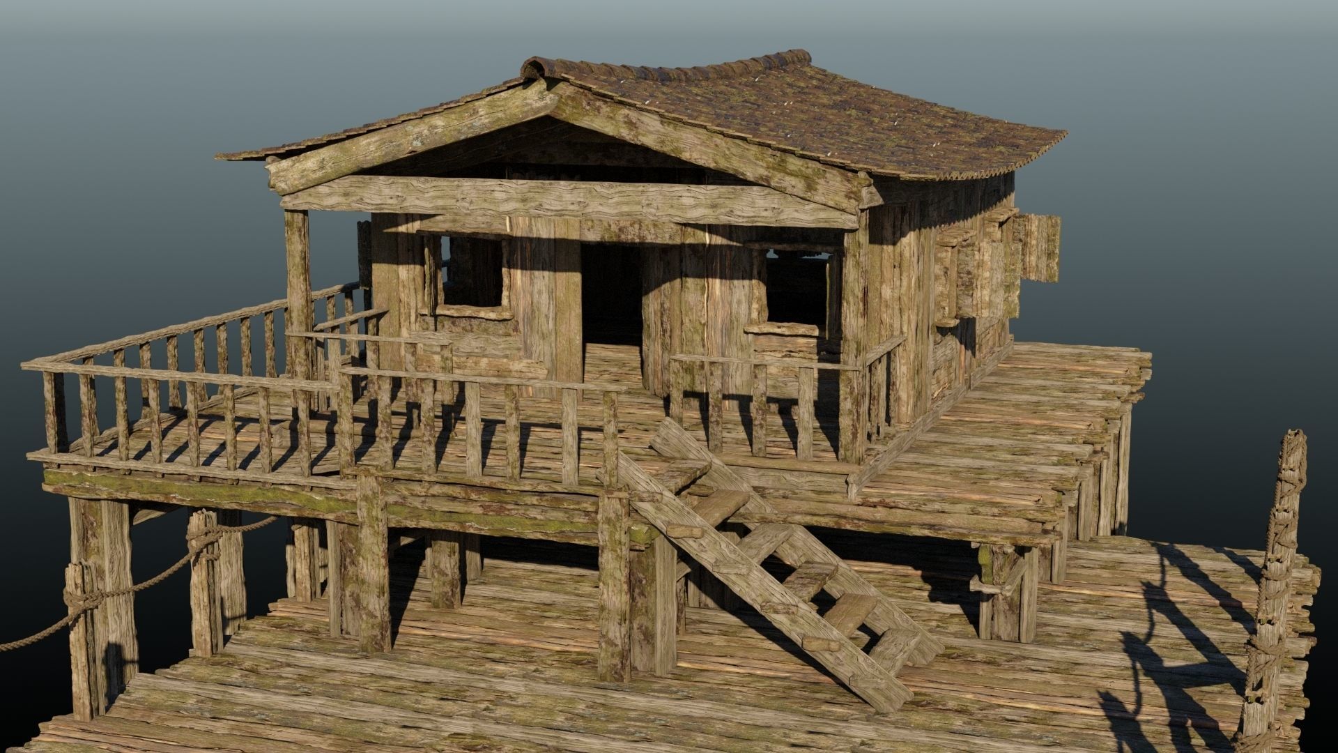 Dock and Boat 3D model_4