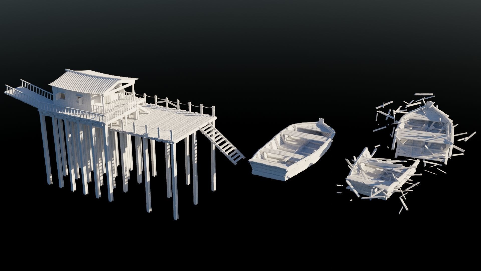 Dock and Boat 3D model_15
