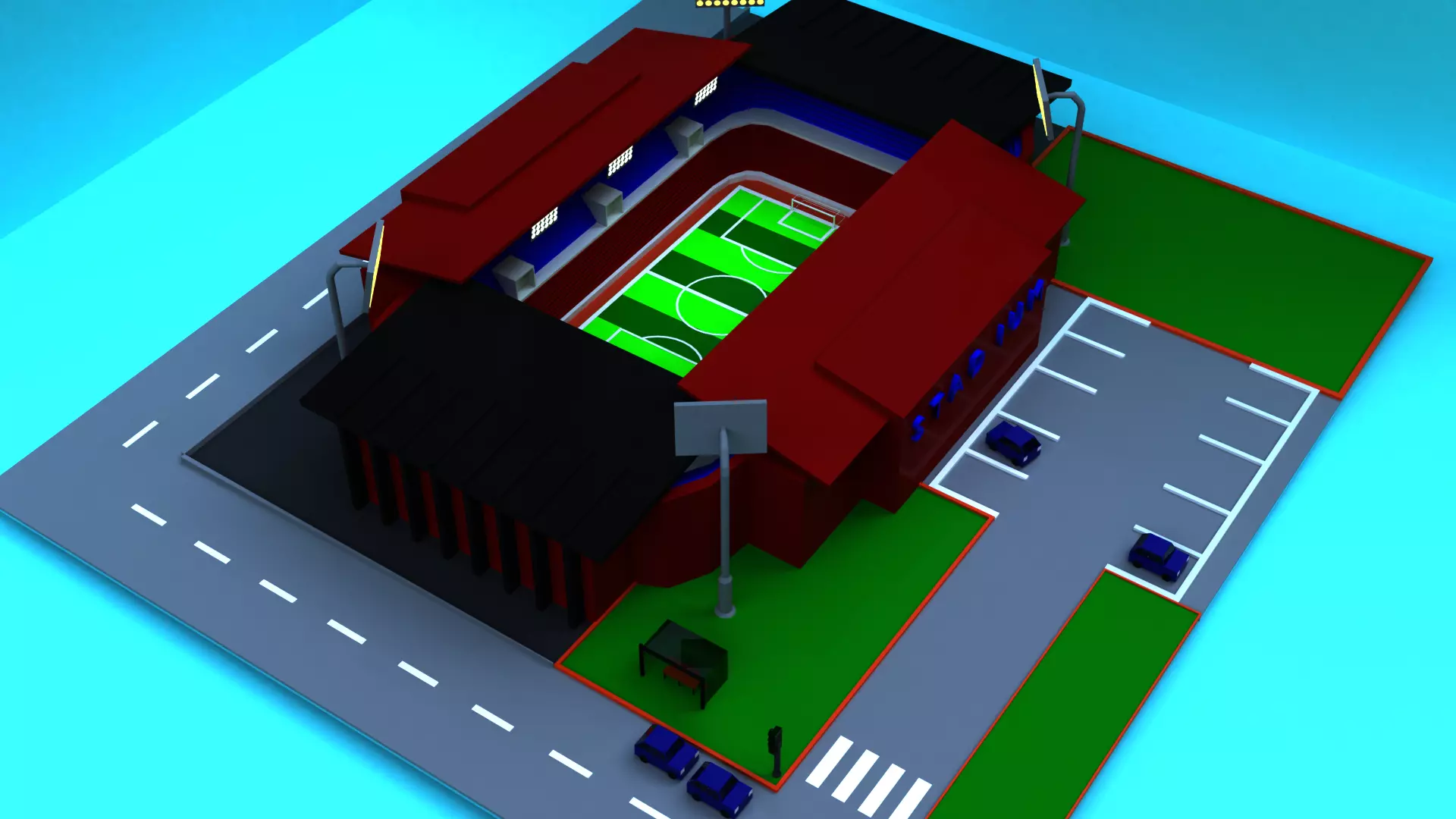 stadium football Free 3D model_0