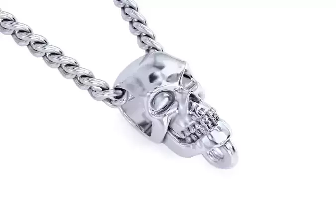 silver skull bail for pendant 3D print model
