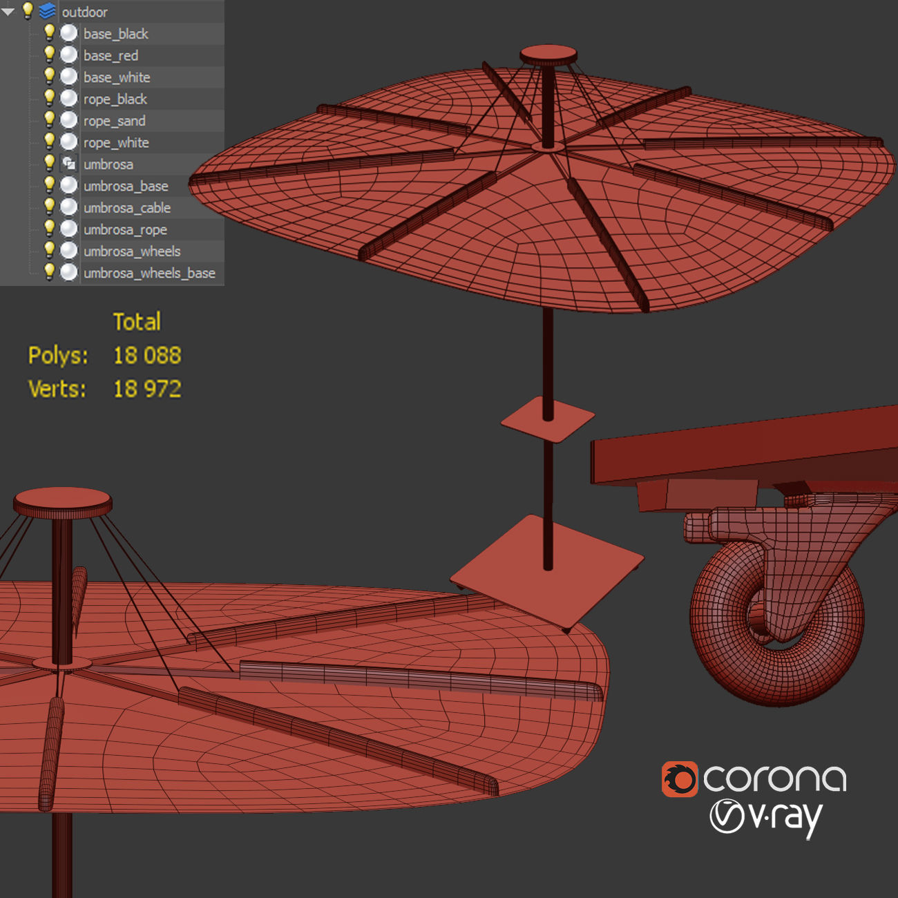 Infina UX garden parasol 3D model_5