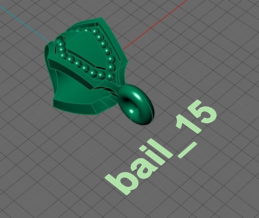 silver shild bail for pendant 3D print model_11