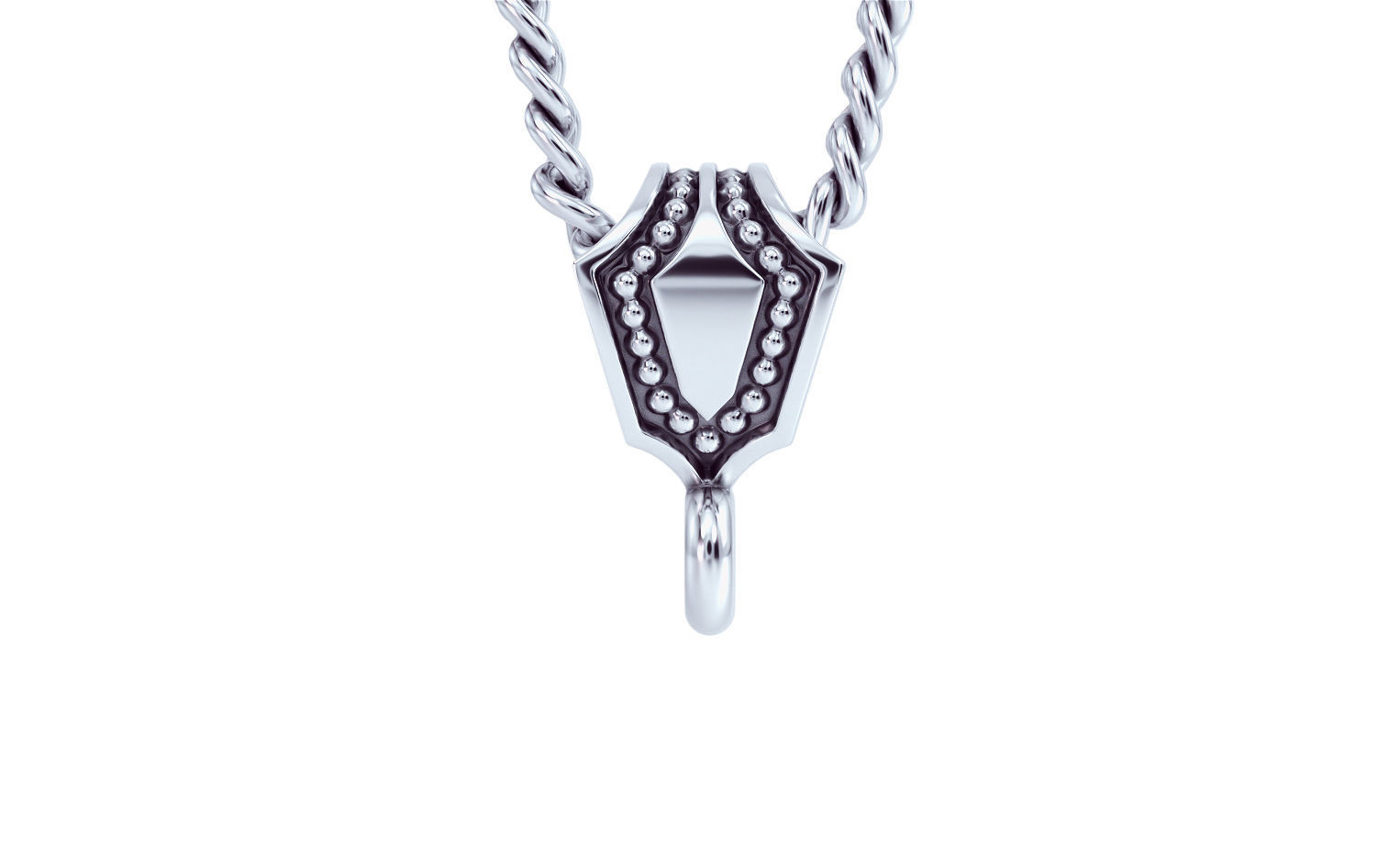 silver shild bail for pendant 3D print model_6