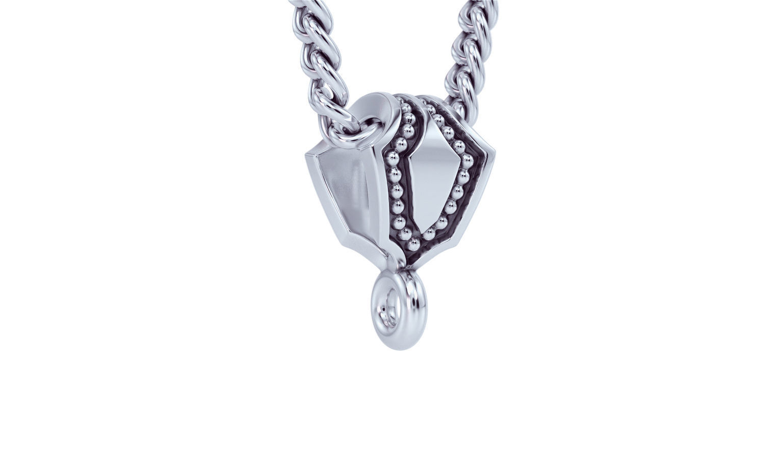 silver shild bail for pendant 3D print model_7