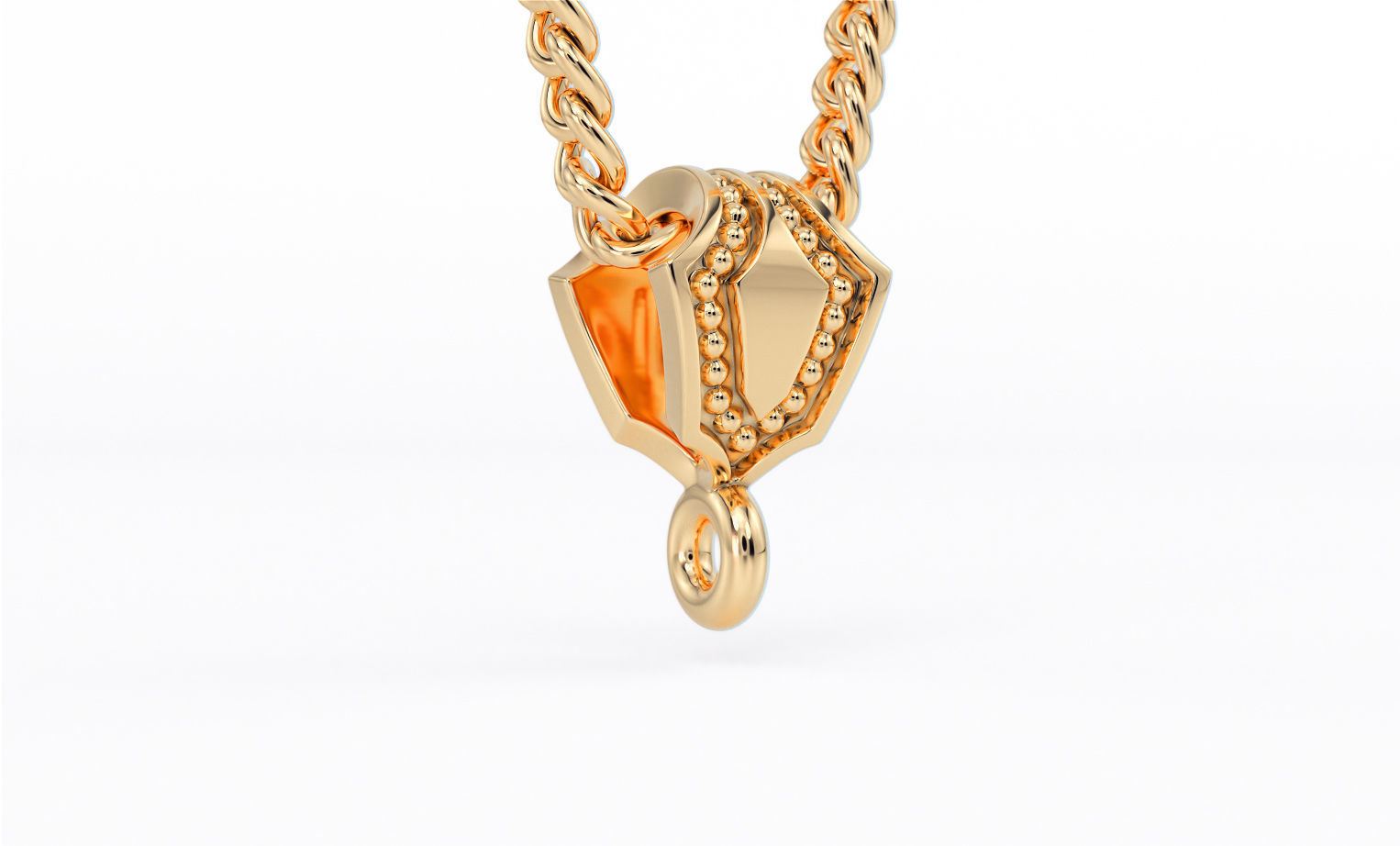 silver shild bail for pendant 3D print model_4