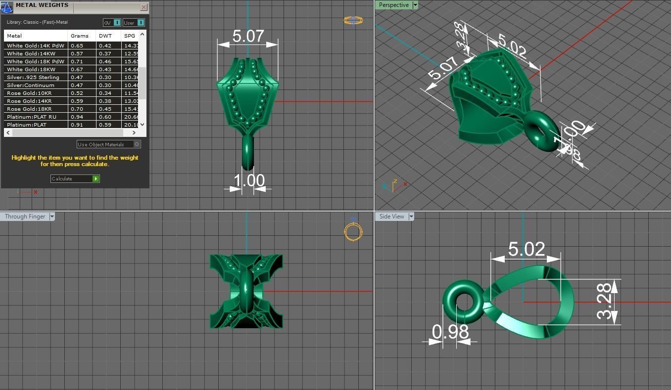 silver shild bail for pendant 3D print model_1