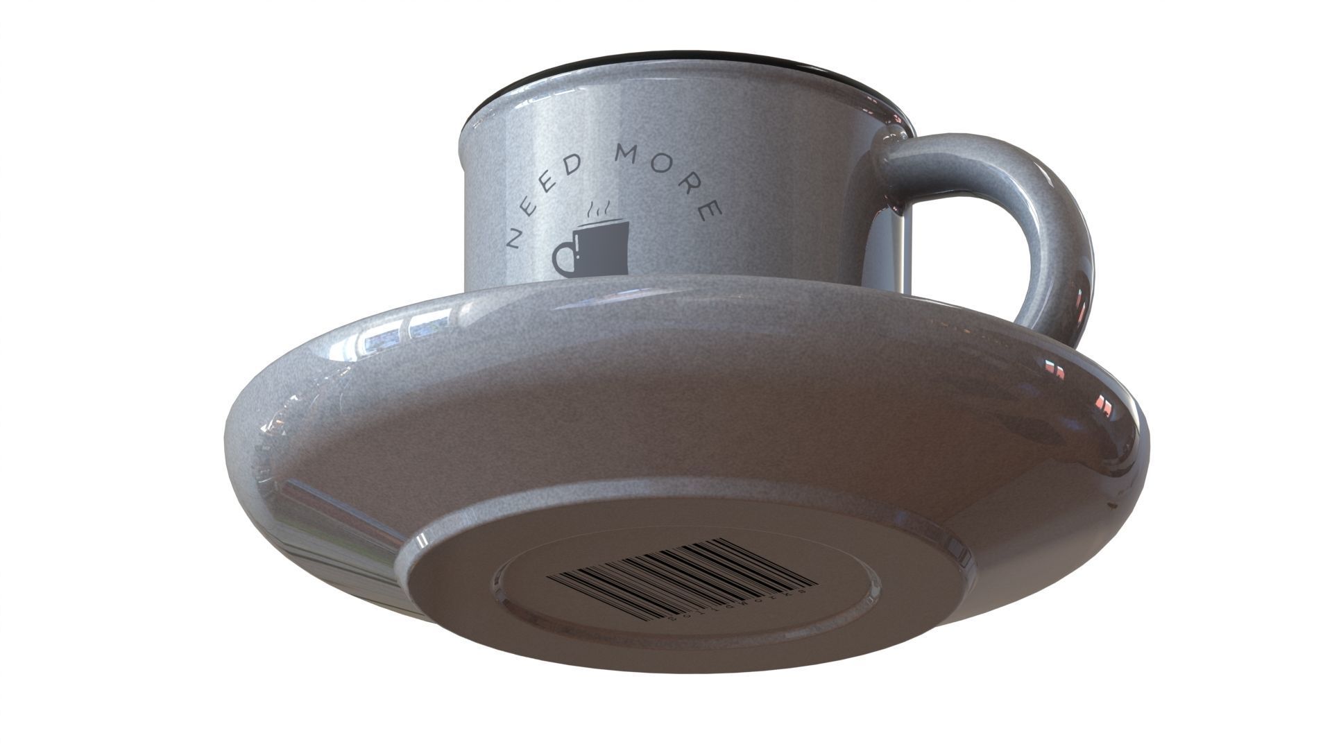 Coffee set cup and saucer 3D model_2