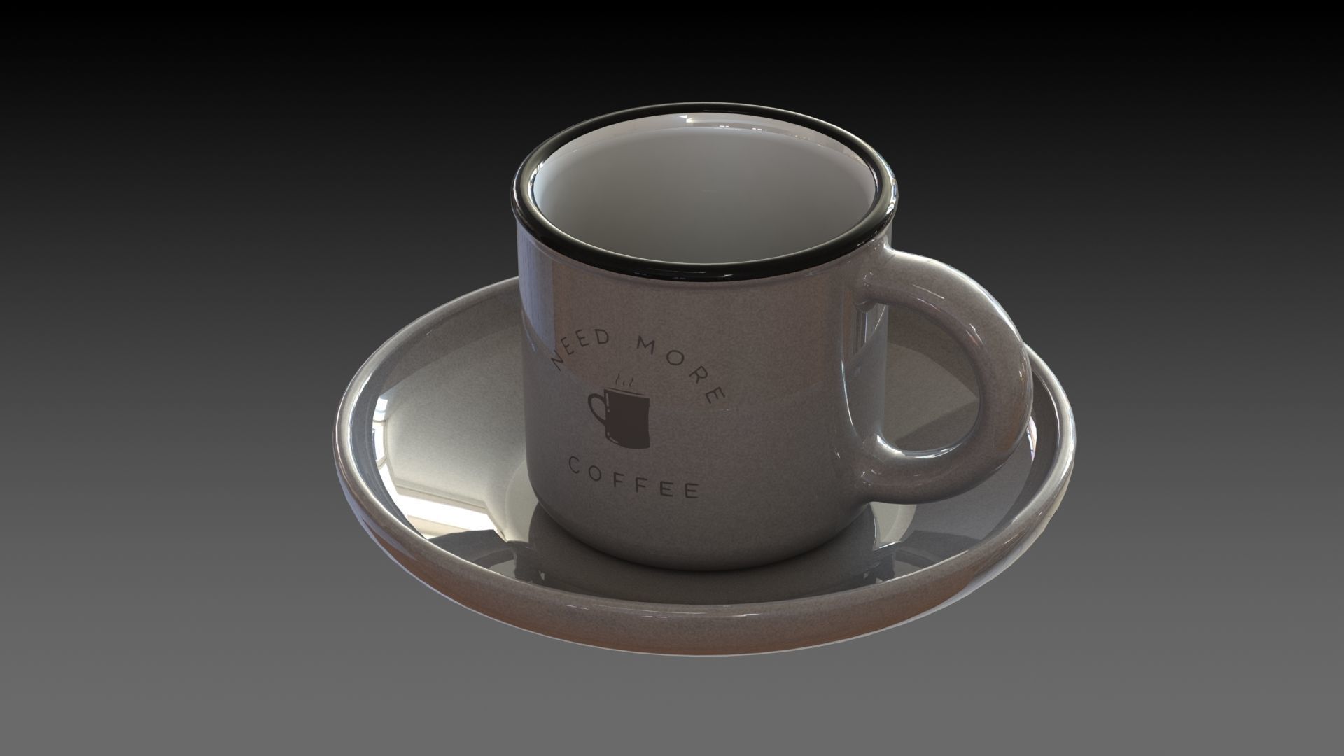 Coffee set cup and saucer 3D model_3