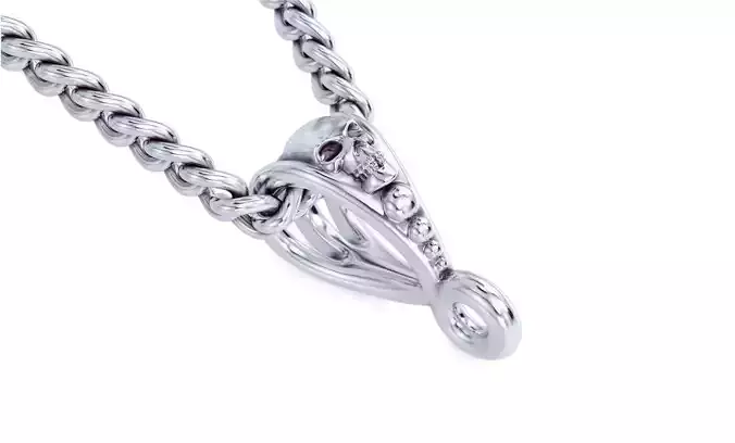 silver skull bail for pendant 3D print model