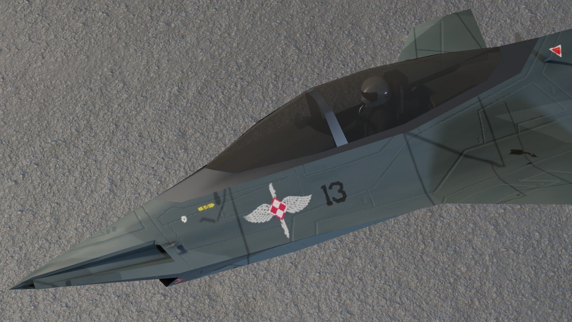 A90 Sanda concept jet fighter Low-poly 3D model_14