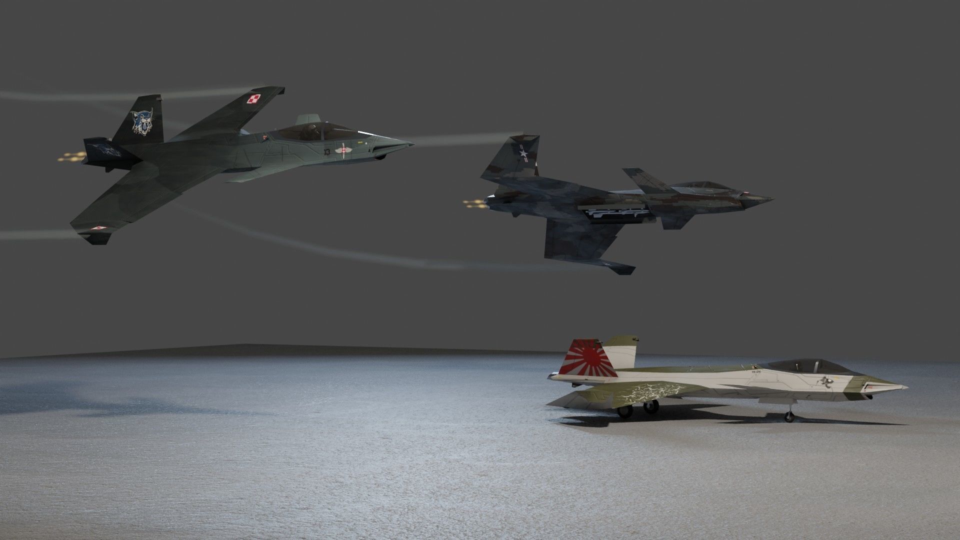 A90 Sanda concept jet fighter Low-poly 3D model_4
