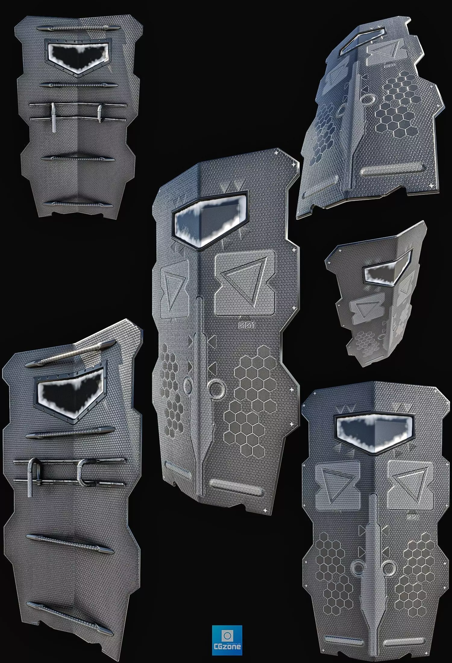 Ballistic Shield Low-poly 3D model_0