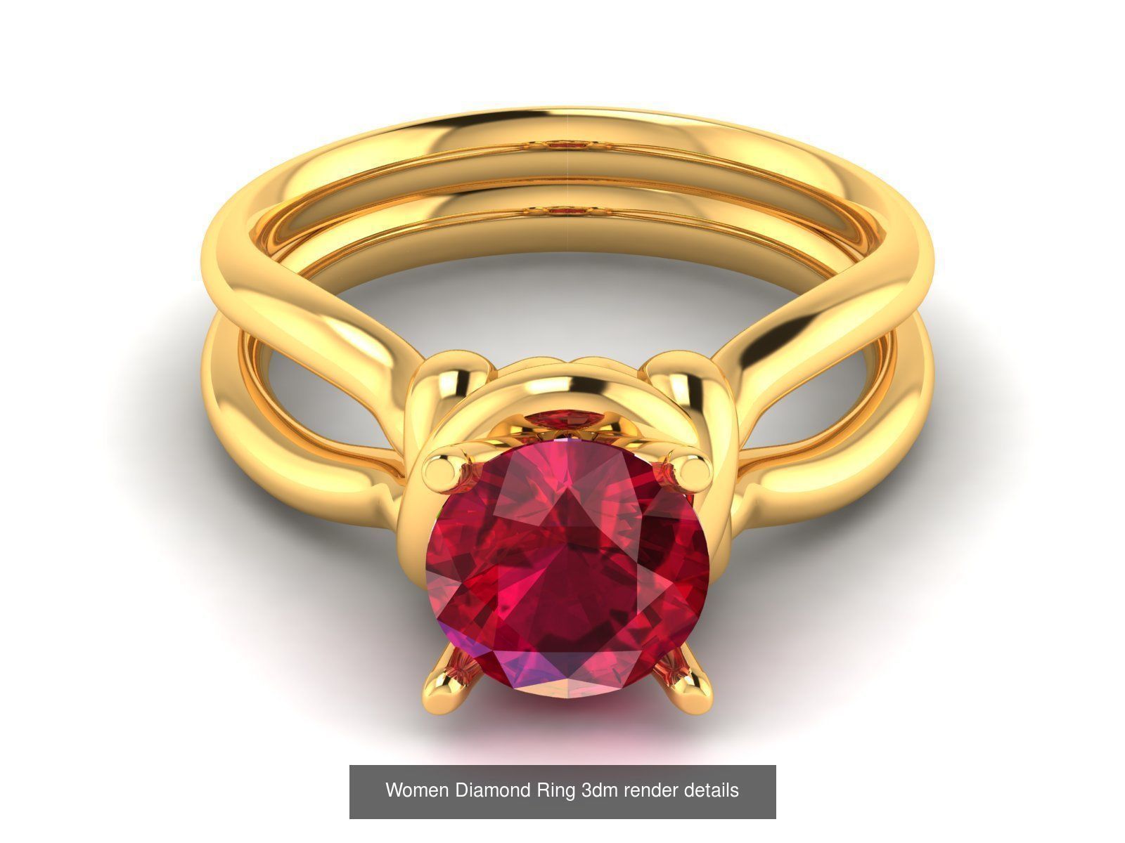 84  Ruby Gemstone Women ring 3dm render detail 3D Model Collection_66