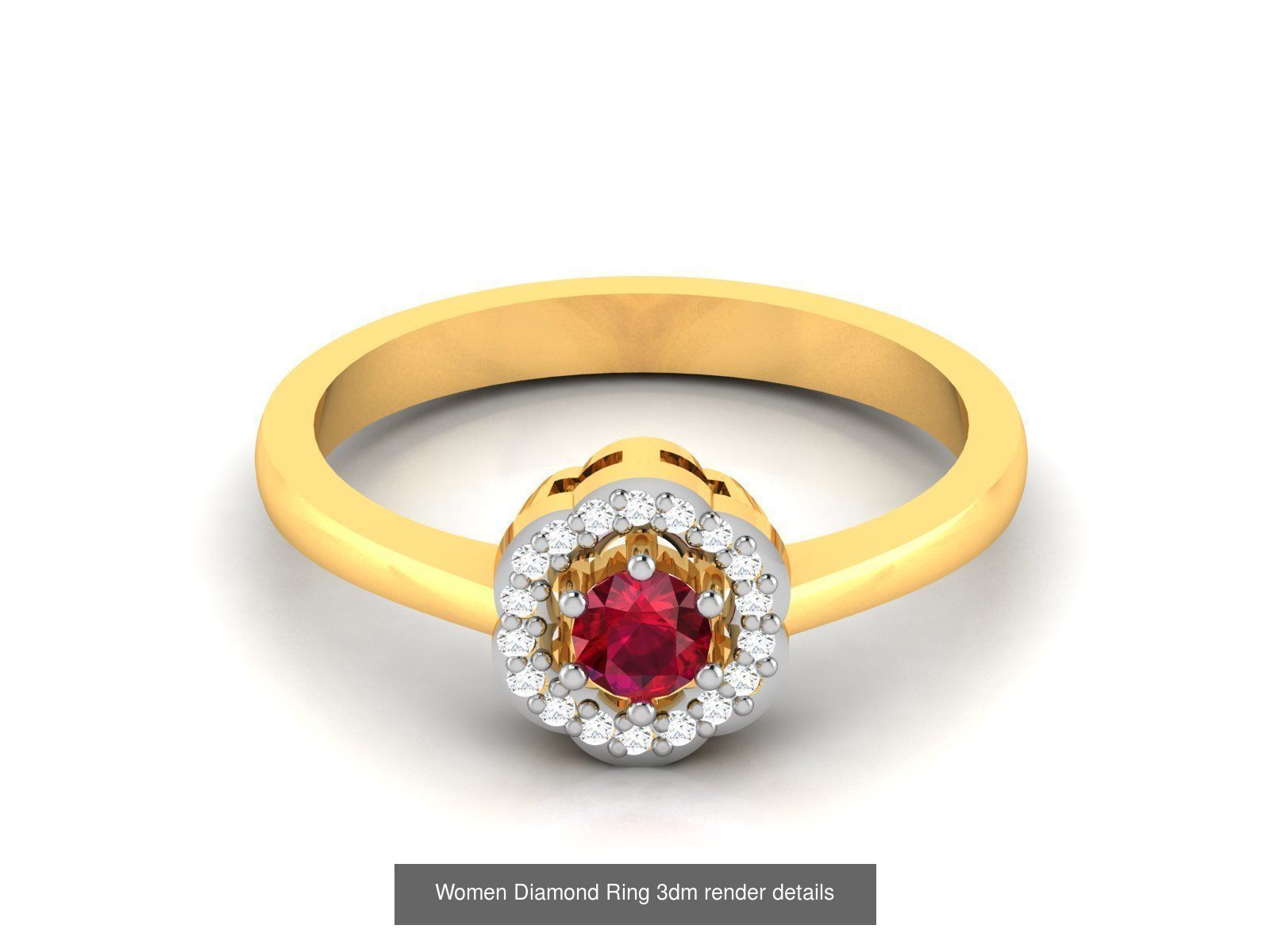 84  Ruby Gemstone Women ring 3dm render detail 3D Model Collection_22