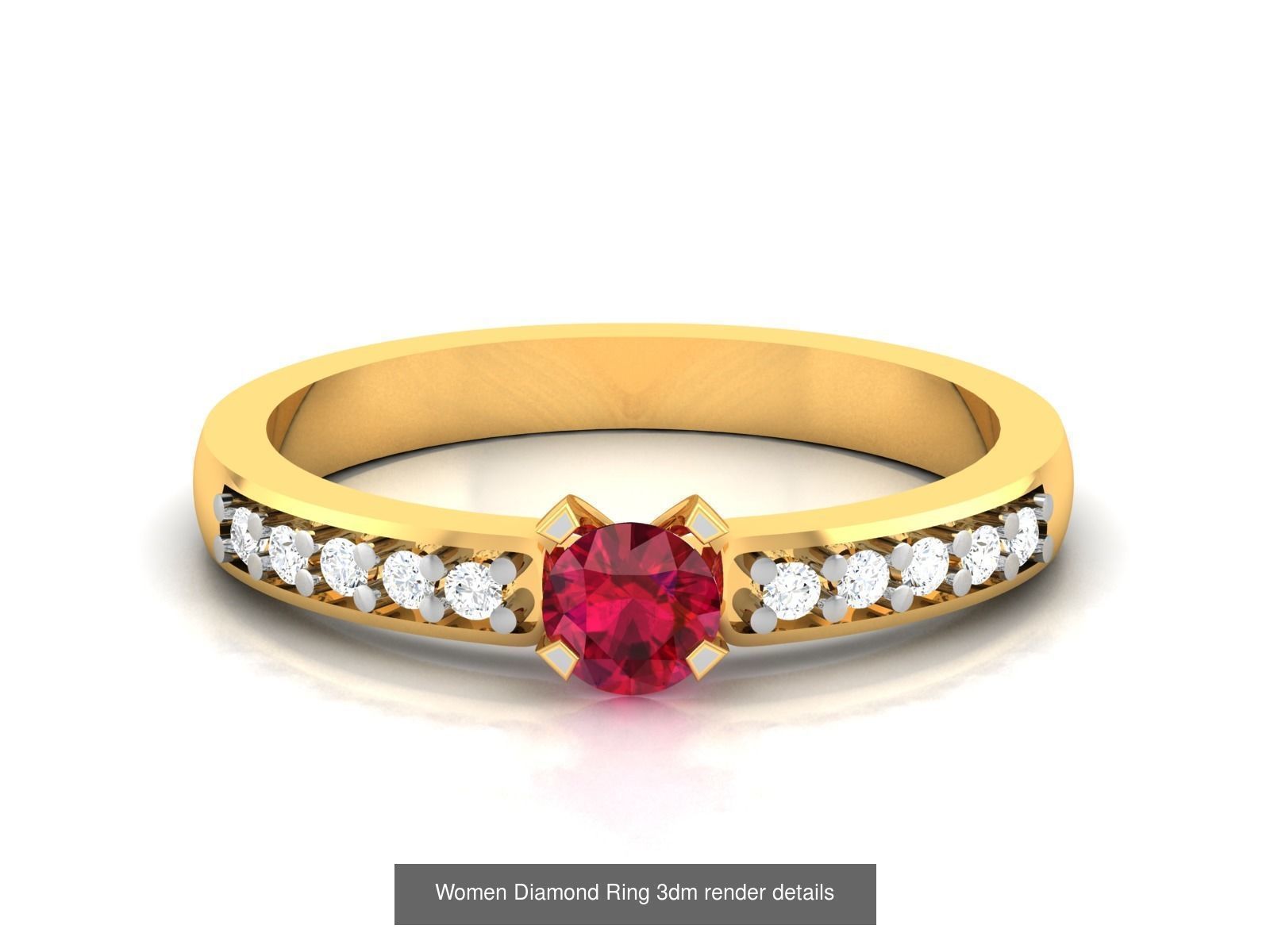 84  Ruby Gemstone Women ring 3dm render detail 3D Model Collection_48