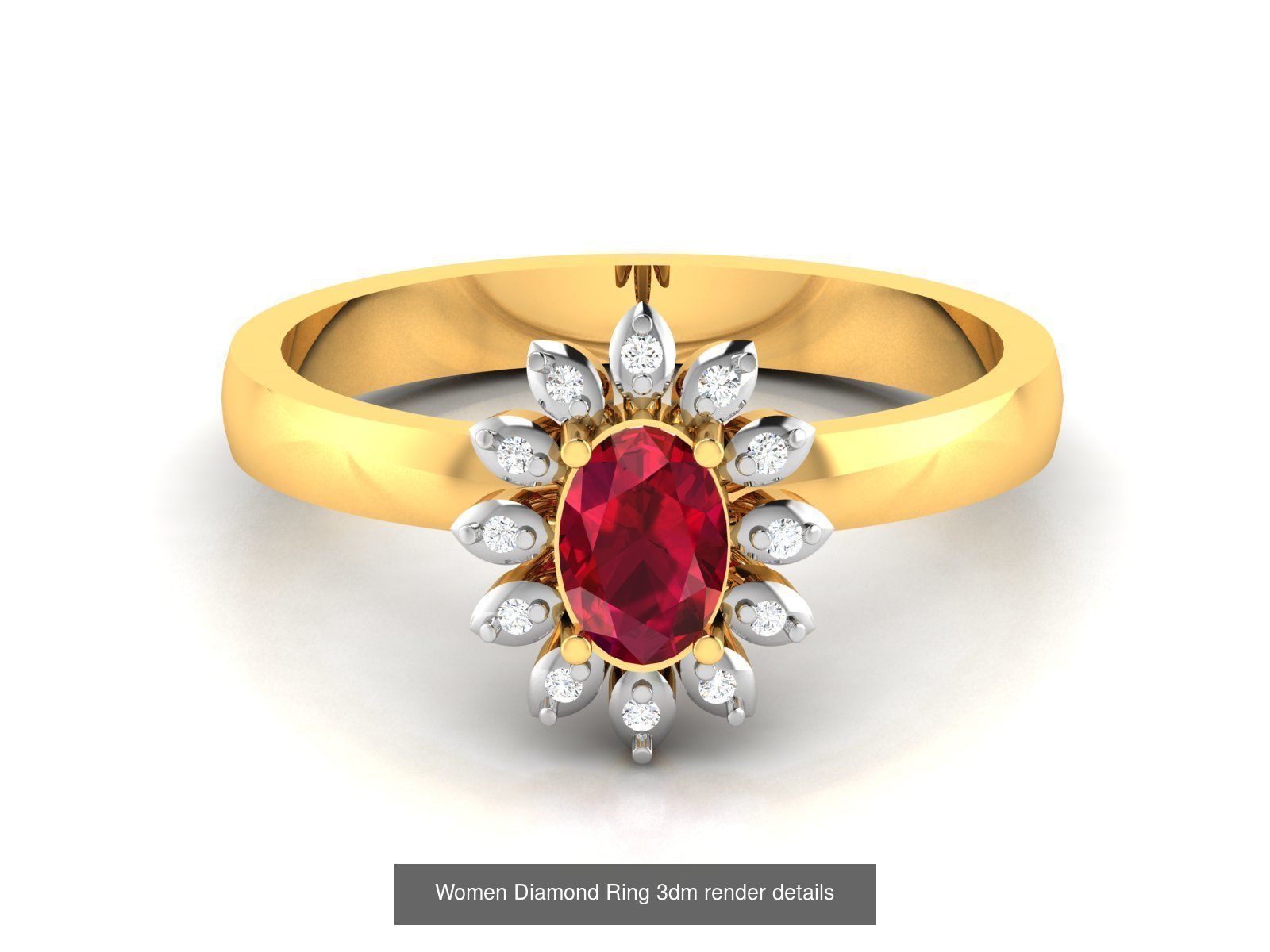 84  Ruby Gemstone Women ring 3dm render detail 3D Model Collection_13