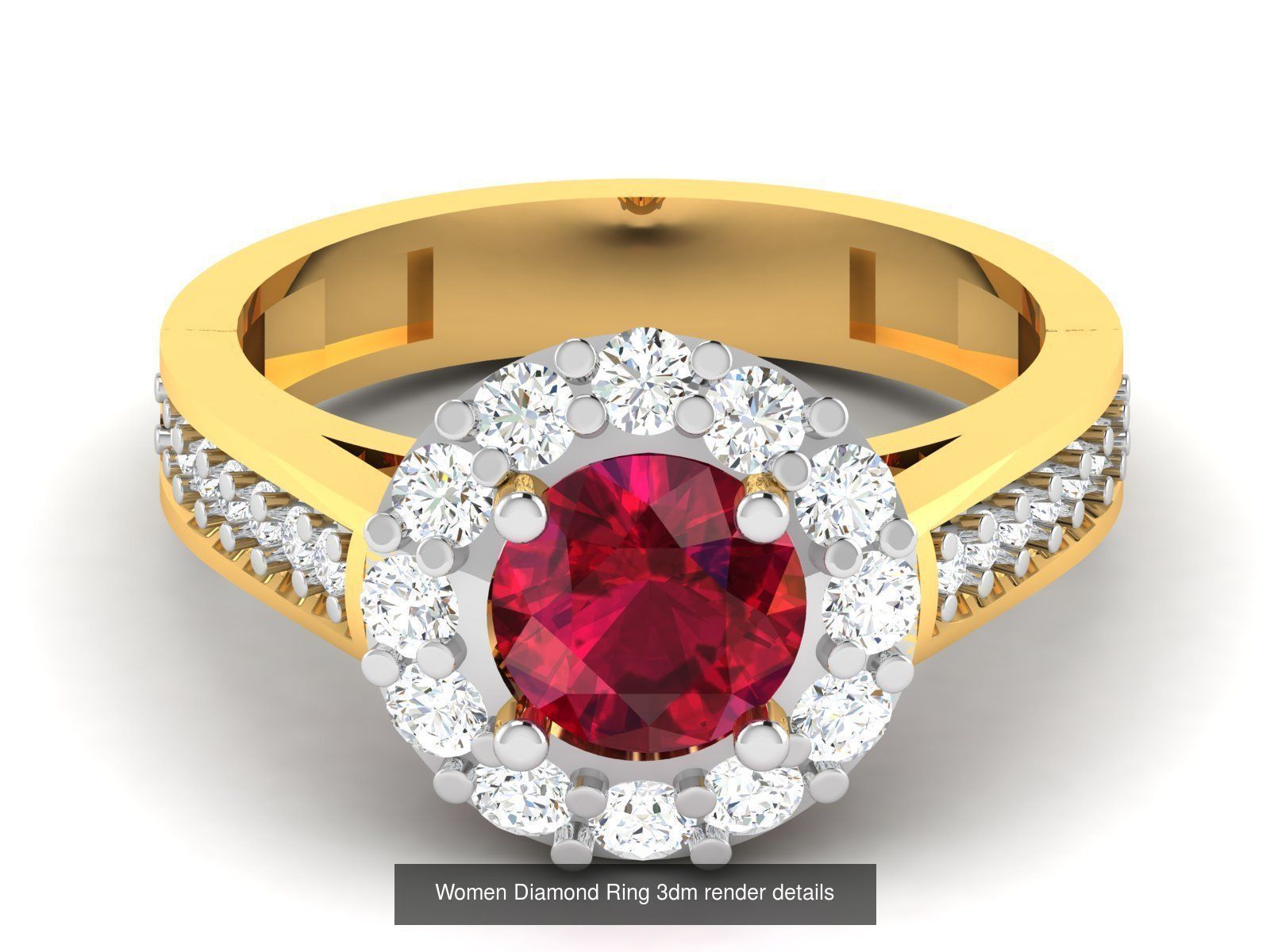 84  Ruby Gemstone Women ring 3dm render detail 3D Model Collection_15