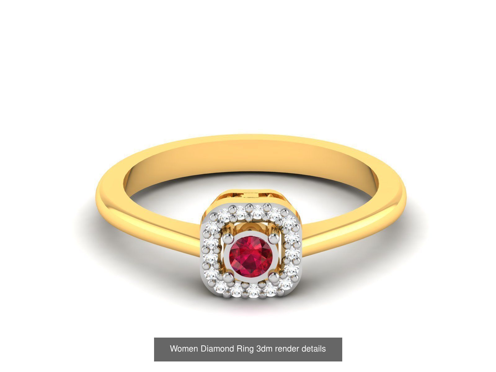 84  Ruby Gemstone Women ring 3dm render detail 3D Model Collection_25