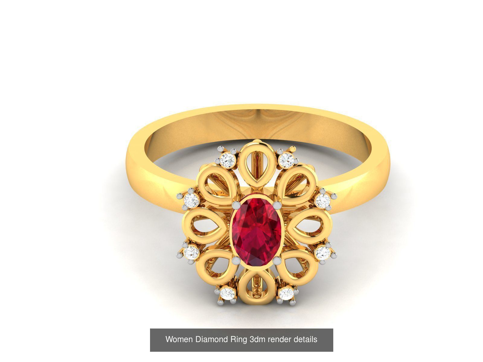 84  Ruby Gemstone Women ring 3dm render detail 3D Model Collection_8