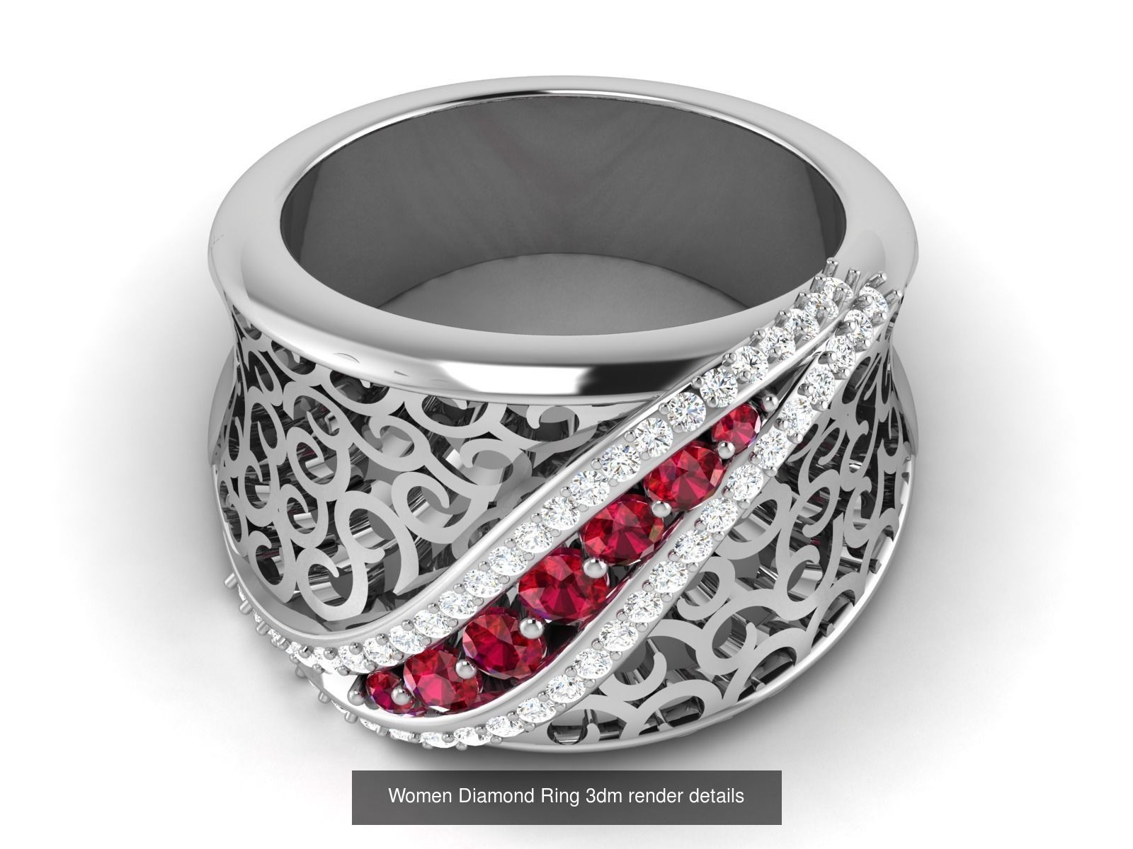 84  Ruby Gemstone Women ring 3dm render detail 3D Model Collection_74