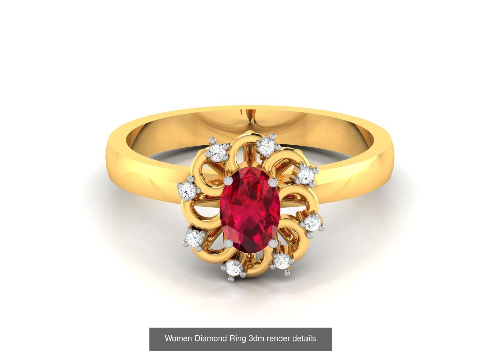 84  Ruby Gemstone Women ring 3dm render detail 3D Model Collection_11