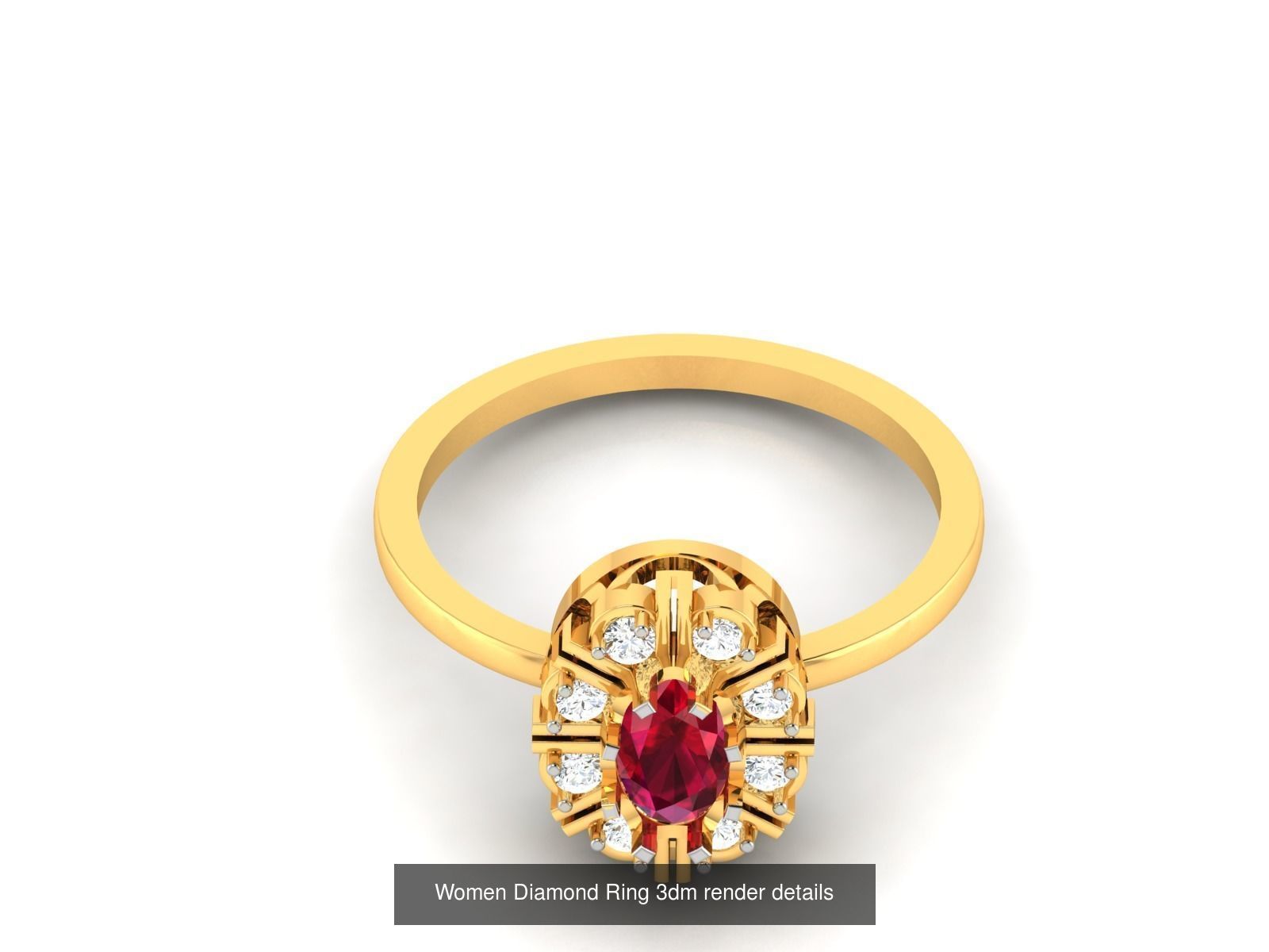 84  Ruby Gemstone Women ring 3dm render detail 3D Model Collection_32