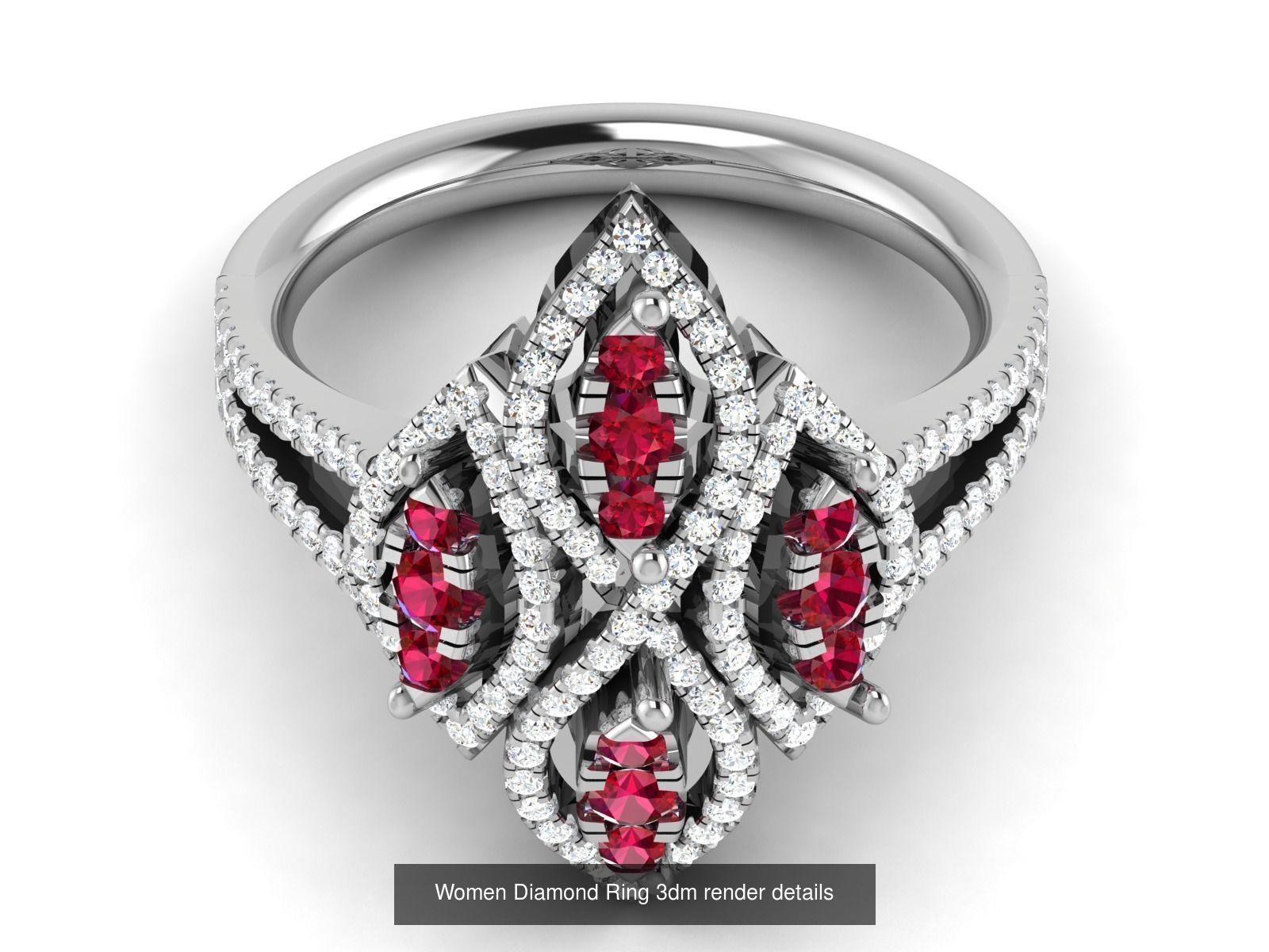 84  Ruby Gemstone Women ring 3dm render detail 3D Model Collection_87