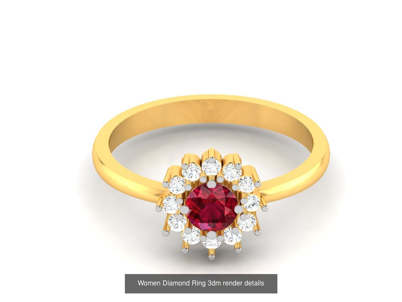 84  Ruby Gemstone Women ring 3dm render detail 3D Model Collection_31
