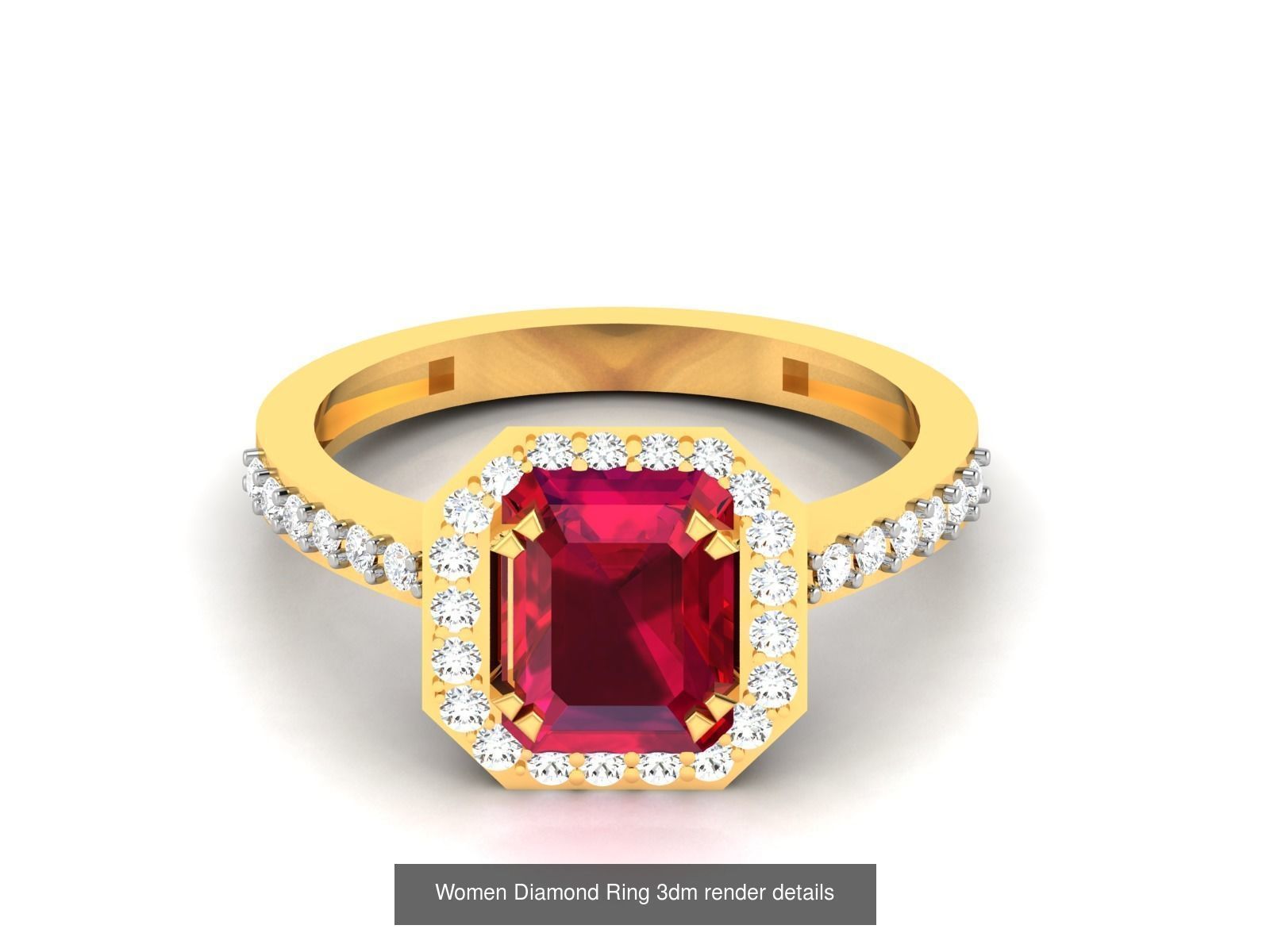84  Ruby Gemstone Women ring 3dm render detail 3D Model Collection_50