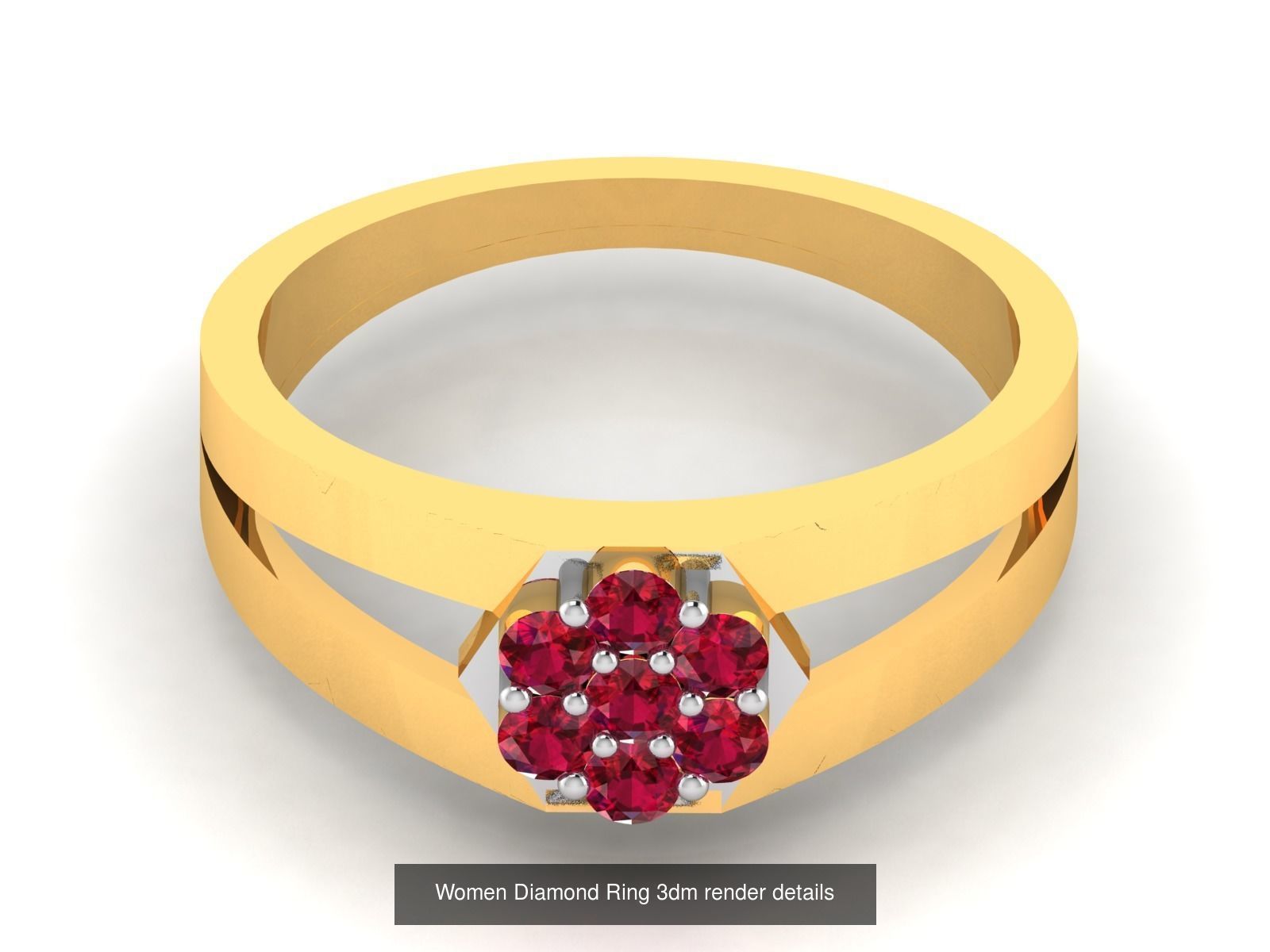84  Ruby Gemstone Women ring 3dm render detail 3D Model Collection_61